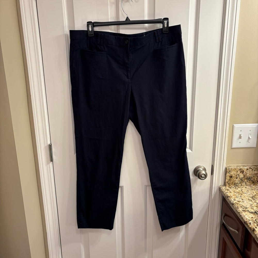 TALL Ann Taylor Women's Navy Blue Ankle Chino Pants 16 Tall